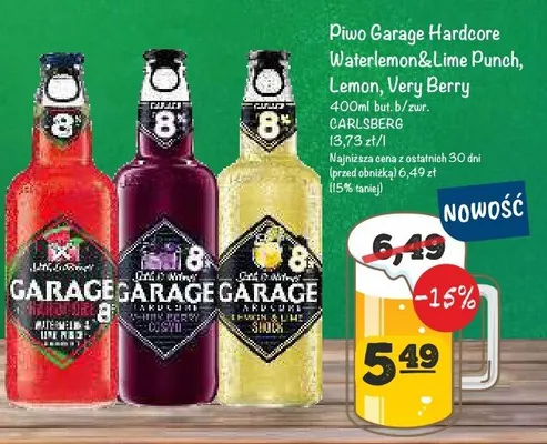 Piwo Garage Hardcore Waterlemon & Lime Punch Carlsberg promocja w Arhelan