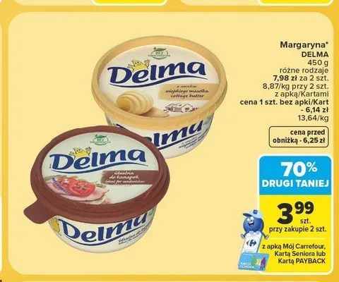 Margaryna Delma do kanapek promocja w Carrefour