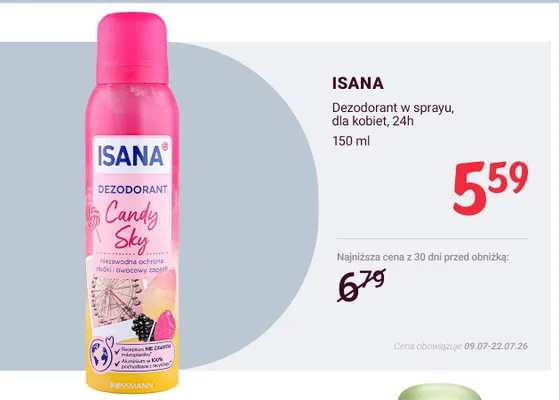 Dezodorant w sprayu dla kobiet Isana Candy Sky promocja w Rossmann