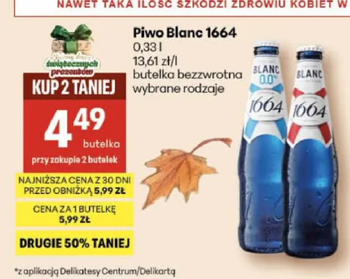 Piwo Blanc 1664 promocja w Delikatesy Centrum