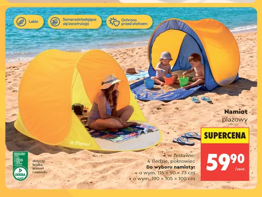 Namiot plażowy Plener 115x90x73 cm promocja w Biedronka