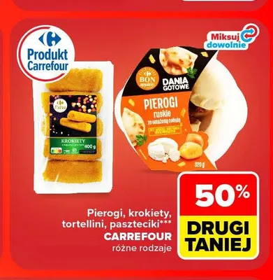 Pierogi ruskie ze smażoną cebulą Carrefour promocja w Carrefour Market