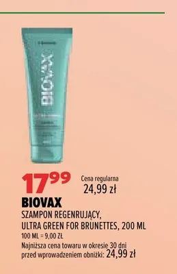 Szampon regenerujący Ultra Green for Brunettes Biovax promocja w Drogerie Natura