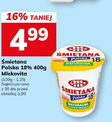 Śmietana Polska 18% Mlekovita promocja w Hitpol