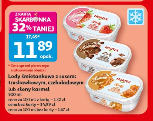 Lody śmietankowe z sosem czekoladowym Hortex promocja w Auchan
