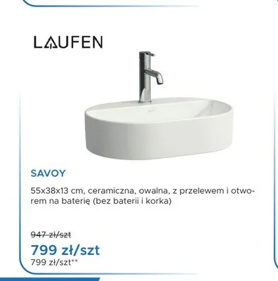 Umywalka ceramiczna owalna Laufen Savoy promocja w Blu Salony Łazienek