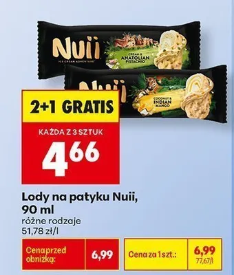 Lody na patyku Nuii Cream & Anatolian Pistachio promocja w Biedronka