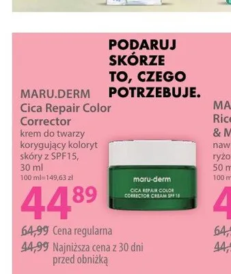 Krem do twarzy korygujący koloryt skóry Maru.derm Cica Repair Color Corrector SPF15 promocja w Hebe