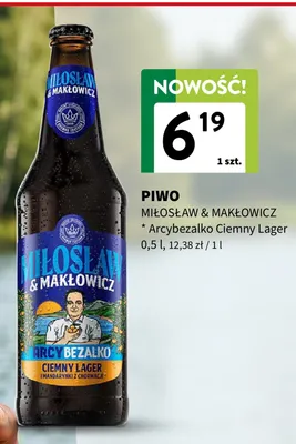 Piwo bezalkoholowe Miłosław & Makłowicz Arcybezalko Ciemny Lager promocja w Intermarche