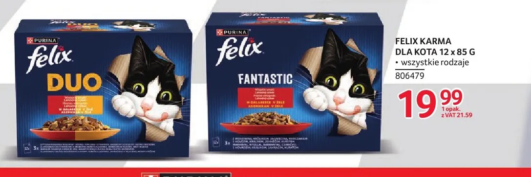 Felix Duo karma dla kota 12-pak 85 g promocja w Selgros