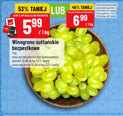 Winogrona sułtańskie bezpestkowe promocja w POLOmarket