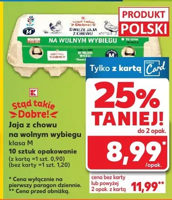 Jaja z chowu na wolnym wybiegu klasa M promocja w Kaufland