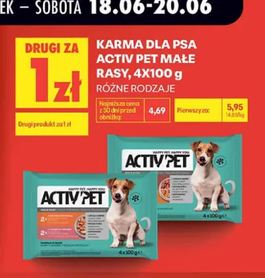 Karma dla psa Activ Pet bogata w wołowinę 4-pak promocja w Biedronka