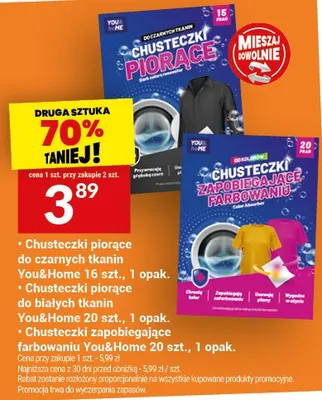 Chusteczki piorące do białych tkanin You&Home promocja w Twój Market
