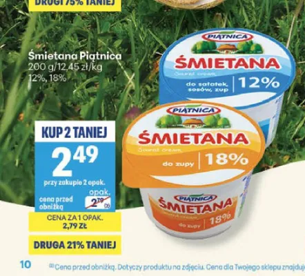 Śmietana Piątnica 18% promocja w Delikatesy Centrum