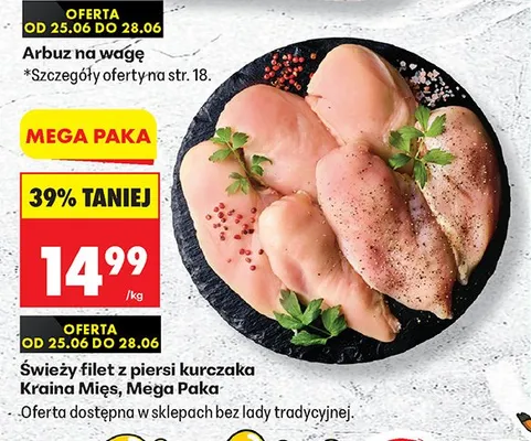 Świeży filet z piersi kurczaka Kraina Mięs Mega Paka promocja w Biedronka