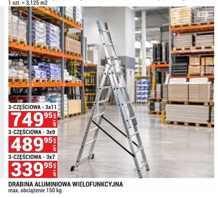 Drabina aluminiowa wielofunkcyjna 3-częściowa 3x9 promocja w Merkury Market