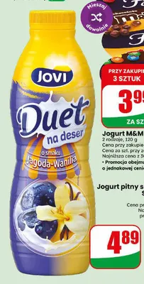 Napój jogurtowy jagoda wanilia Jovi Duet promocja w Dino
