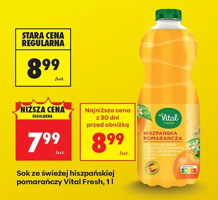 Sok ze świeżej hiszpańskiej pomarańczy Vital Fresh promocja w Biedronka