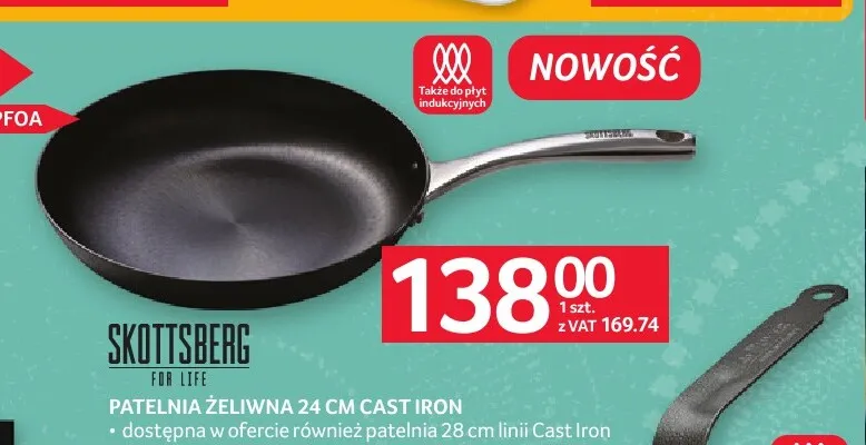 Patelnia żeliwna Skottsberg Cast Iron 24 cm promocja w Selgros