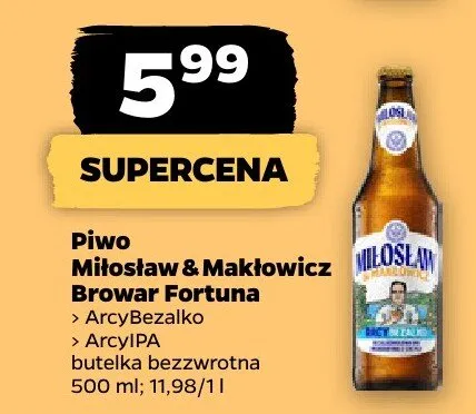 Piwo butelka bezczwrotna Arcybezalko Arcyipa promocja w Netto