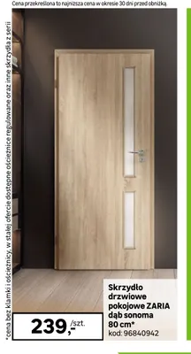 Skrzydło drzwiowe pokojowe Zaria dąb sonoma 80 cm promocja w Leroy Merlin