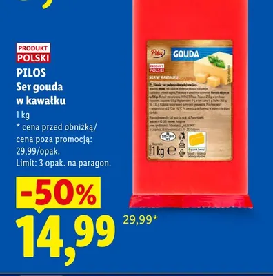 Ser gouda w kawałku Pilos promocja w Lidl