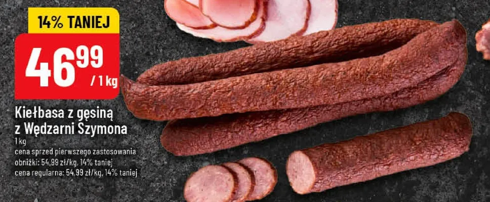 Kiełbasa z gęsiną z Wędzarni Szymona promocja w POLOmarket