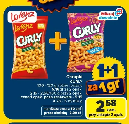 Chrupki Curly Peanut Classic Lorenz promocja w Carrefour