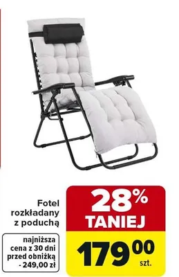 Fotel rozkładany z poduchą promocja w Carrefour