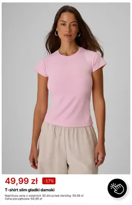 T-shirt slim gładki damski promocja w 4F