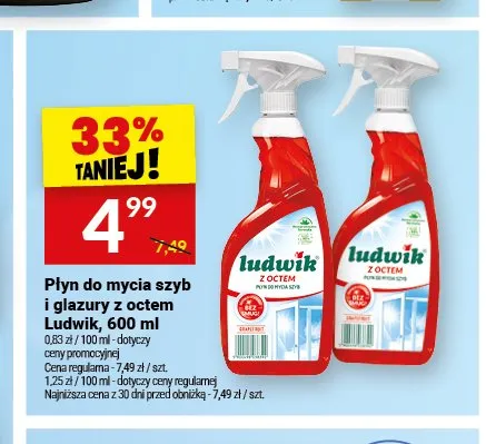 Płyn do mycia szyb i glazury z octem Ludwik promocja w Twój Market