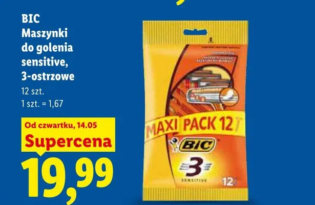 Maszynki do golenia BIC sensitive 3-ostrzowe promocja w Lidl