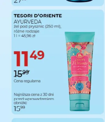 Żel pod prysznic Tesori d'Oriente Ayurveda promocja w Drogerie Jawa
