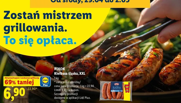 Kiełbasa śląska XXL Pikok promocja w Lidl