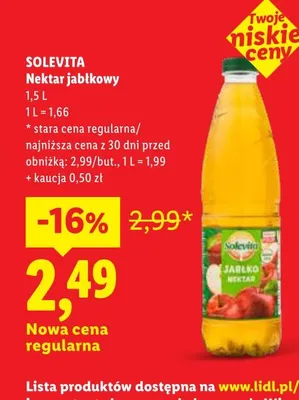 Nektar jabłkowy Solevita promocja w Lidl