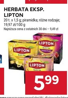 Herbata ekspresowa Lipton promocja w Stokrotka