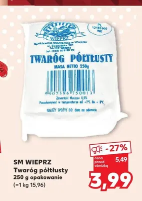 Twaróg półtłusty SM Wieprz promocja w Kaufland