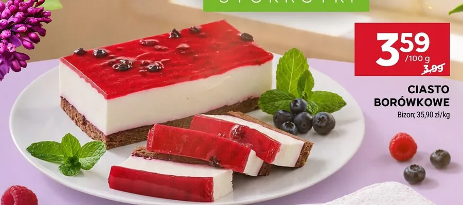 Ciasto borówkowe Bizon promocja w Stokrotka