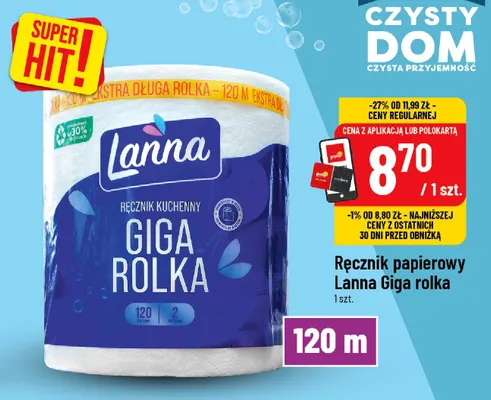 Ręcznik papierowy Lanna Giga rolka 120 m promocja w POLOmarket