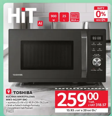 Kuchnia mikrofalowa Toshiba MW3-AG25PF (BK) promocja w Selgros