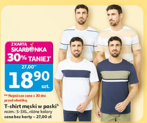 T-shirt męski w paski promocja w Auchan