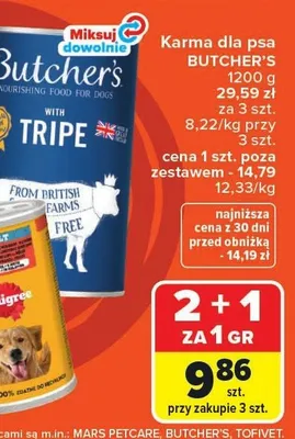 Karma dla psa Butcher's Tripe promocja w Carrefour Market