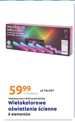 Wielokolorowe oświetlenie ścienne 8 elementów promocja w Action