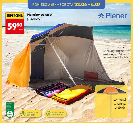 Namiot-parasol plażowy Plener promocja w Biedronka