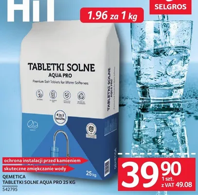 Tabletki solne Qemetica Aqua Pro 25 kg promocja w Selgros