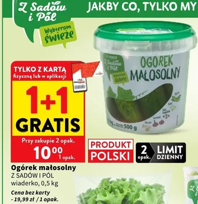 Ogórek małosolny Z Sadów I Pól wiaderko promocja w Intermarche