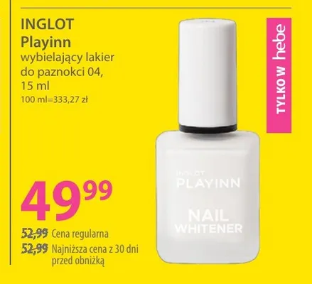 Wybielający lakier do paznokci 04 Playinn Inglot promocja w Hebe