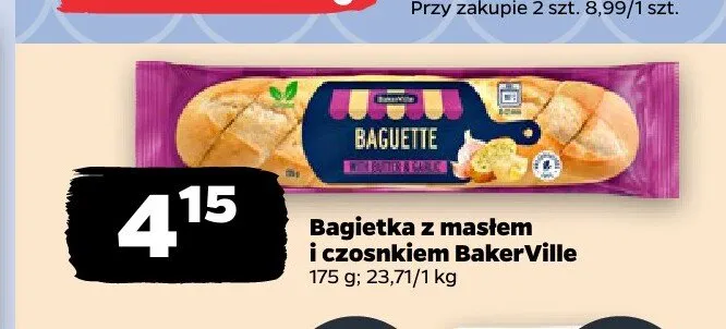 Bagietka z masłem i czosnkiem BakerVille promocja w Netto
