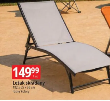 Leżak składany 182x55x36cm promocja w Leclerc